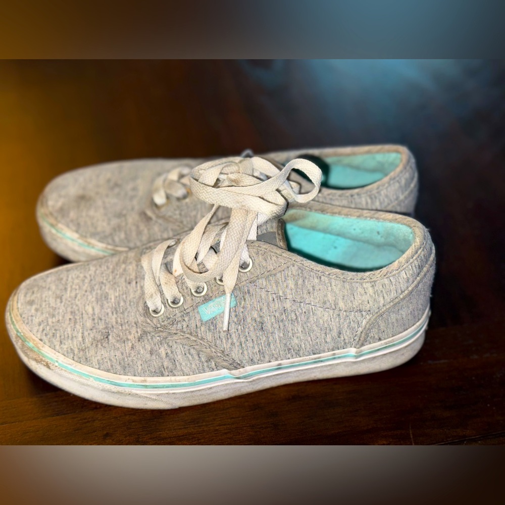 Women’s Heather Grey and Teal Vans Size 8
